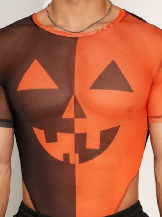 Pumpkin Split Graphic Bodysuit